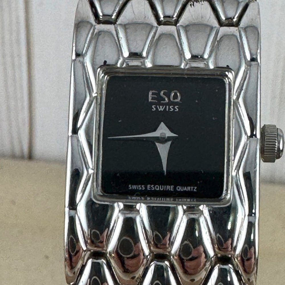Vintage Women's ESQ By Movado Swiss Silver High Polish Stainless Steel Watch